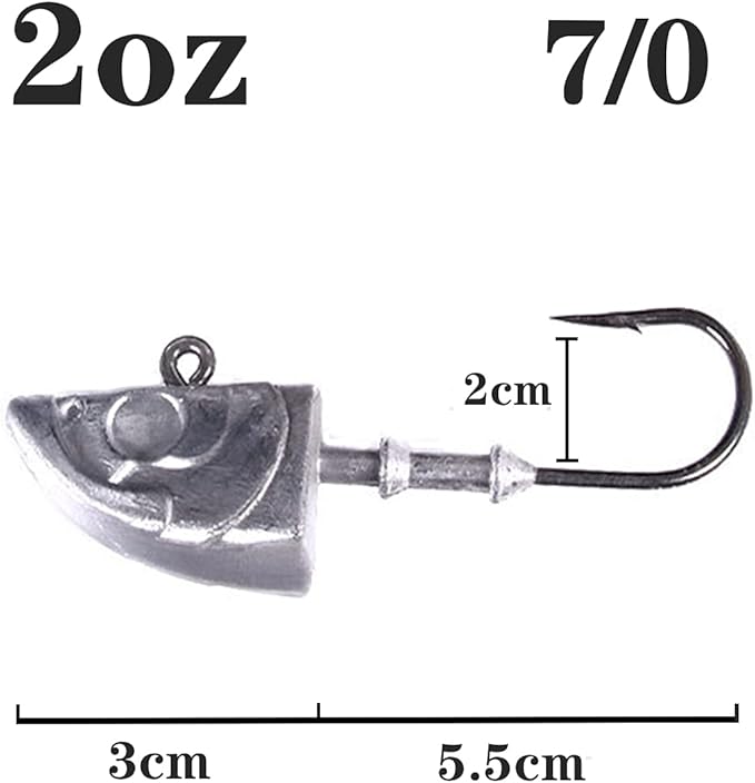 Swimbait Jig Head Saltwater Flats Jig Head Bait Spin Head Jigs Realistic Fish Head Jig Heads 3 Pack (2oz jig Head (3 Pcs))