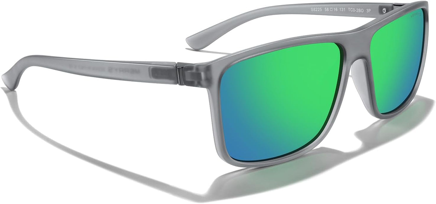 MERRY'S Rectangular Polarized Sports Sunglasses for Men Women Cycling Driving Fishing UV400 Protection S8225