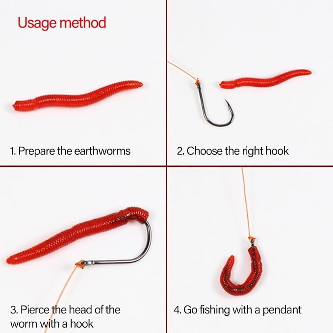 200pcs Soft Artificial Lure Earthworm Baits Fishing Lure Earthworm Bloodworm Baits Fishing Accessory