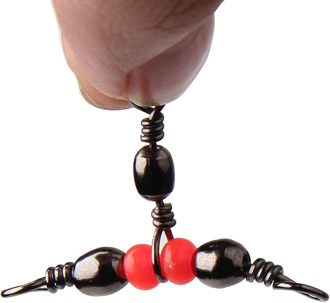 Fishing Swivels 3 Way Swivel Kit, 60pcs Cross-line Crane Swivels Fishing Tackle Hook Lure Line Connector for 3 Way Rig Catfish Rig
