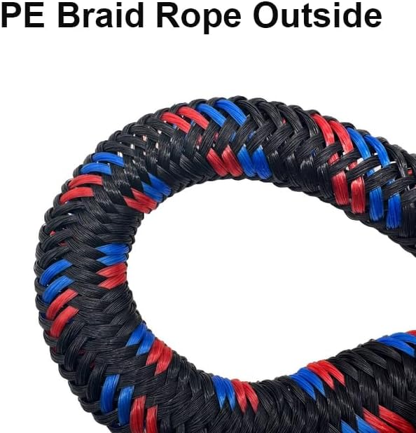 Boat Bungee Dock Lines, Mooring Rope with Stainless Steel Clip,Boat Ropes for Docking, Boat Accessories, Suit for PWC, Kayak, Seadoo, WaveRunner, Pontoon, Bass Boat, 4ft (Black & Blue red)