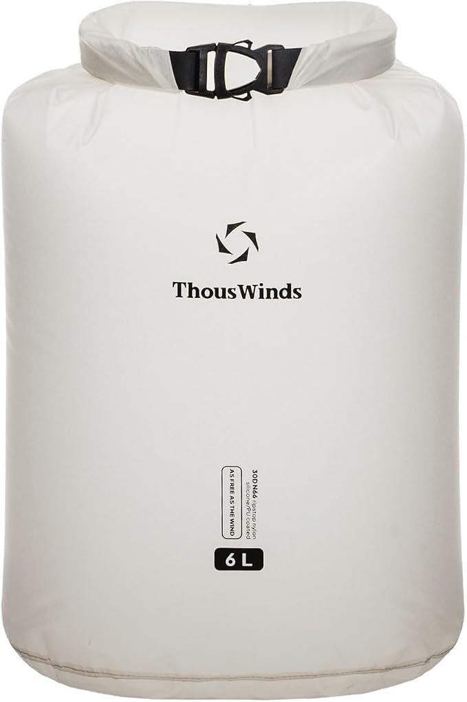 Thous Winds Dry Bag, 6L Ultralight Waterproof Dry Storage, Roll Top Lightweight Dry Sack for Kayaking, Boating, Swimming, Camping, Beach, Travel