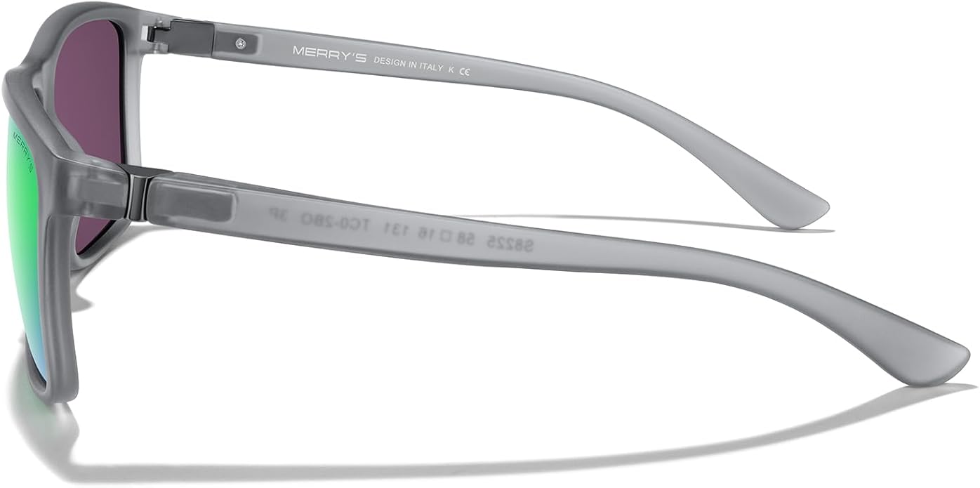 MERRY'S Rectangular Polarized Sports Sunglasses for Men Women Cycling Driving Fishing UV400 Protection S8225