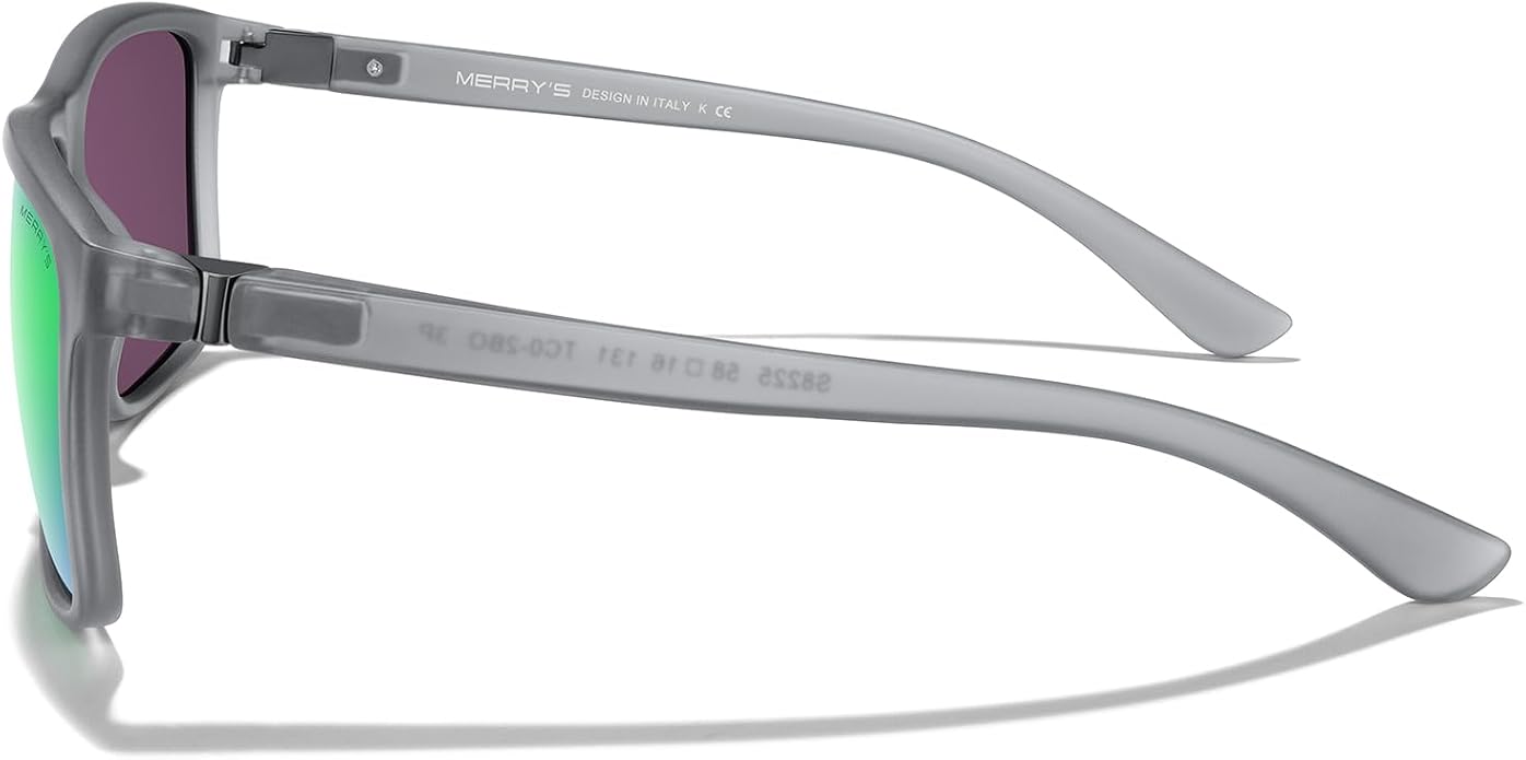MERRY'S Rectangular Polarized Sports Sunglasses for Men Women Cycling Driving Fishing UV400 Protection S8225
