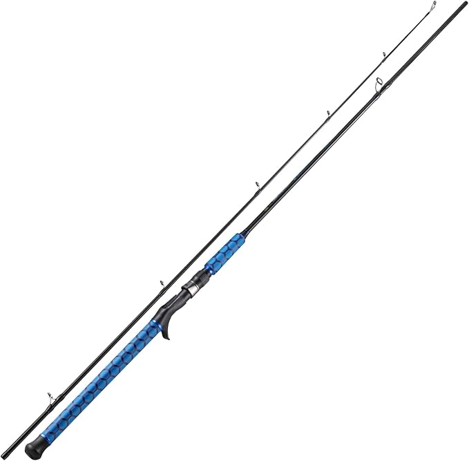 Sougayilang Spinning & Casting Fishing Rods, 2-Piece Strong Carbon&Glass Composite Trolling Rod Offshore Surf Pole for Bass, Trout, Panfish, Catfish