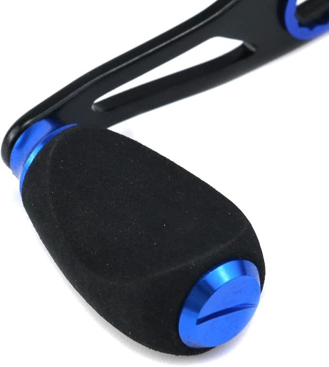 Fishing Reel Handle Fishing Baitcasting Reel Replacement Parts, with EVA Knob and Nut (Black+Blue)