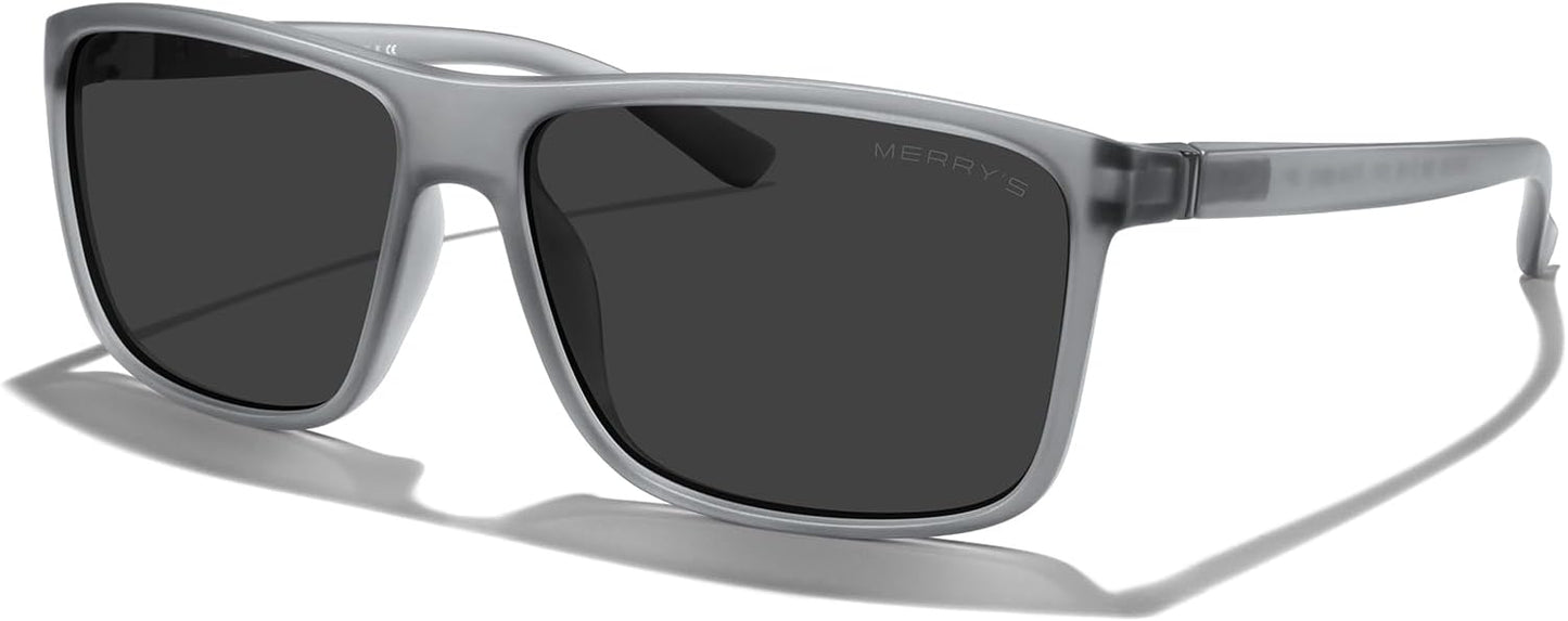 MERRY'S Rectangular Polarized Sports Sunglasses for Men Women Cycling Driving Fishing UV400 Protection S8225