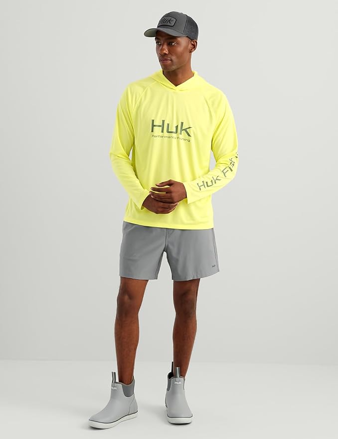 HUK Mens Pursuit Vented Long Sleeve Hoodie, Fishing Shirt with Hood