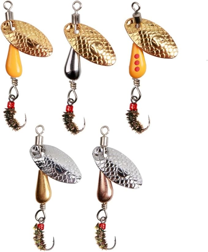 Trout Spinners - Fly Trout Fishing Lures for Bass Salmon Pike, Smallmouth Bass Lures with Brass Spinner for Lake River Fishing