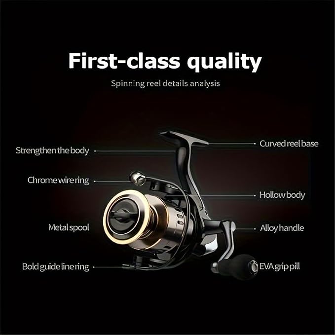 HE6000-7000 Spinning Reel, Saltwater Freshwater Spinning Fishing Reel，Metal Cup and Metal Rocker Arm, 5.2:1 Gear Ratio, Smooth and Sensitive, Fishing Reel for Freshwater Saltwater