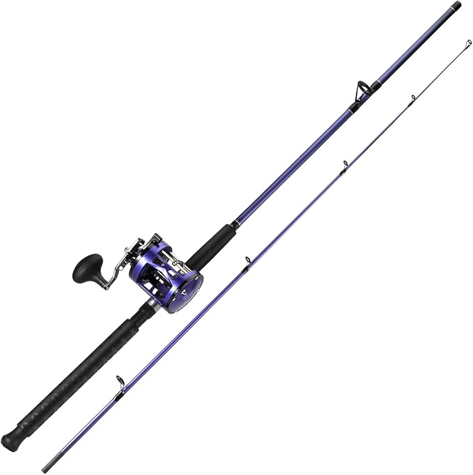 Sougayilang Trolling Fishing Rod Reel Combo - Heavy Duty Inshore/Catfish Rod with 4000 Size Reel, 2-Piece Saltwater Combo for Big Game Fish- 7'0"