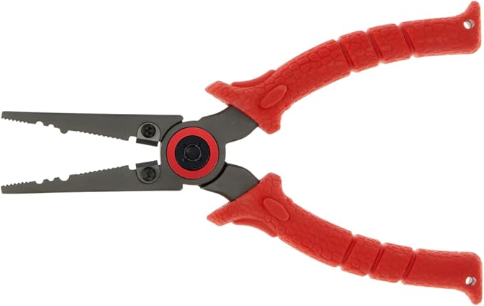 BUBBA 6.5" Stainless Steel Pliers with Non-Slip Handle, Spring Loaded with Crimping Tools and Anvil Cutters Lanyard Hole and Sheath