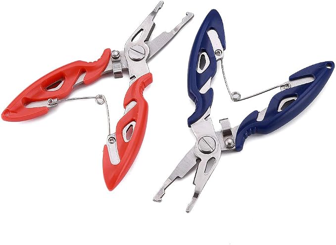 FOSTAR Fishing Pliers, Stainless Steel Hook Remover, Fishing Line Scissors, Braided Line Cutters, Split Ring Opener, 5 Inch Fishing Tool