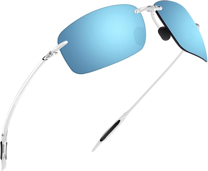 JULI Sports Sunglasses for Men Women Tr90 Rimless Frame for Running Fishing Golf Surf Driving MJ8009