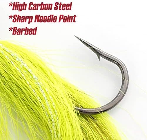 Dr.Fish 3 Pack Bucktail Jig Lure Hair Jig Saltwater Freshwater Lures Surf Fishing Bass Flounder Striper Bluefish Halibut Redfish