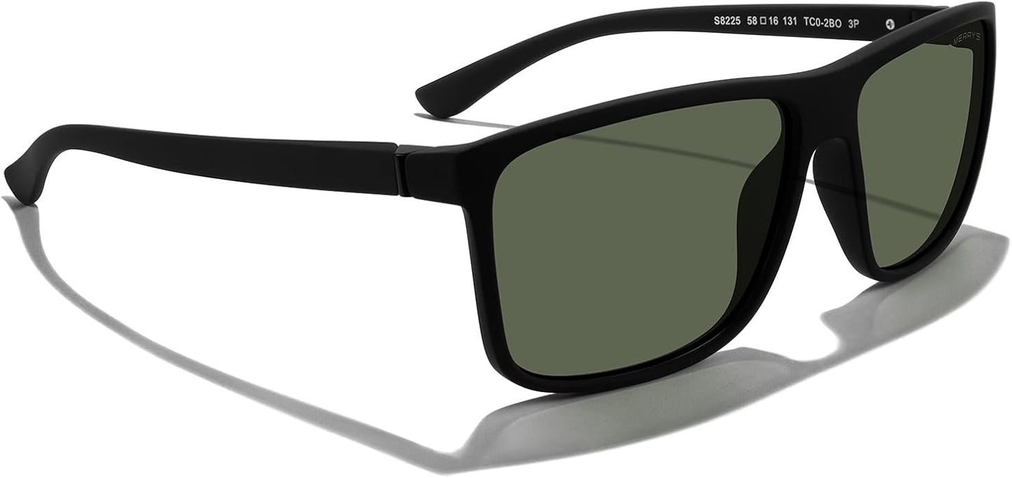 MERRY'S Rectangular Polarized Sports Sunglasses for Men Women Cycling Driving Fishing UV400 Protection S8225
