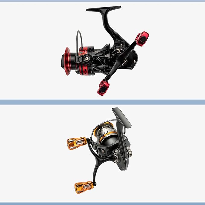Aluminum Alloy Fishing Reel Double Rocker Arm Handle Grip, CNC High Strength Baitcasting Trolling Reel Rocker, Crank w/Hollow Grip For 1000-5000 Spinning Reel