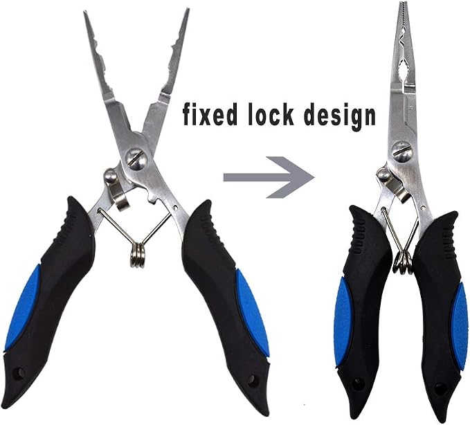 Stainless Steel Fishing Pliers - Needle Nose Plier for Cutting Fishing Line, Multitool Pliers with Sheath and Telescopic Lanyard | Fishing Tools