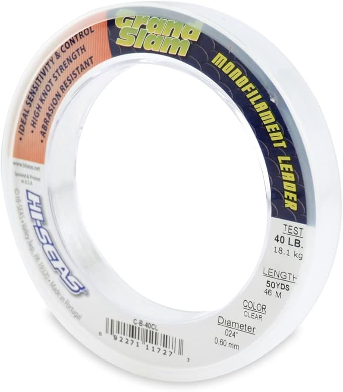 HI-SEAS Grand Slam Monofilament Fishing Leader - Superior Strong Clear Black, for Freshwater & Saltwater Big Game Bottom Fishing, Trolling