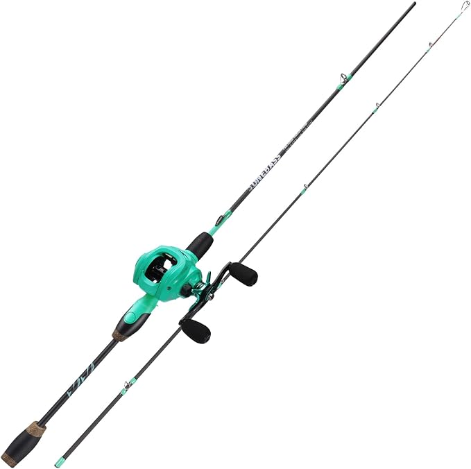 One Bass Fishing Rod and Reel Combo, 2-Piece Spinning & Baitcasting Combo,Medium IM6 Graphite Blank Rods, Stainless Steel Guides