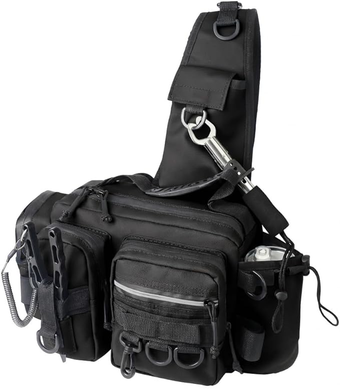Multi - Carry Fishing Fanny Pack - Rod - Holding, Water - Repellent, Large Capacity for Bass Angling