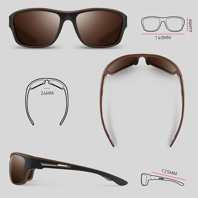 WEAROYO Polarized Sports Sunglasses for Men Women,Fishing Driving Rectangular Goggles UV400 Protection