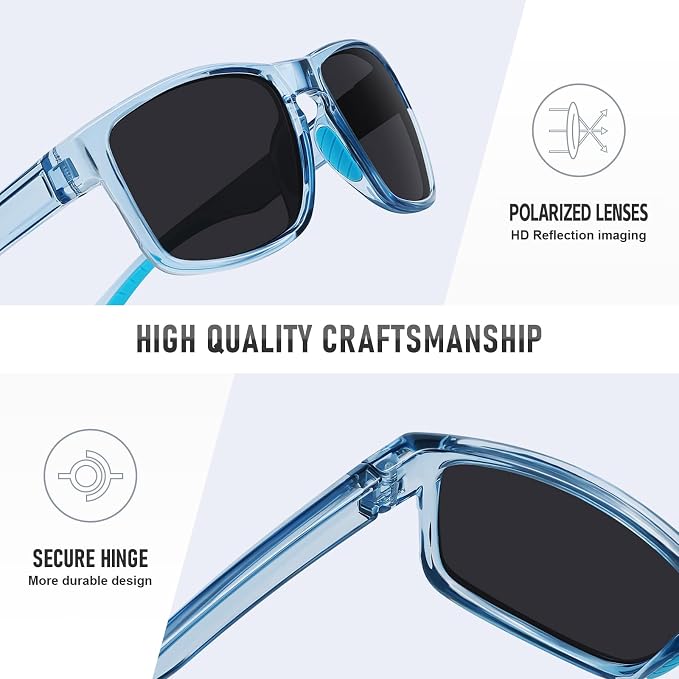 Sports Polarized Sunglasses for Men Women UV Protection Unbreakable Driving Running Fishing Hiking Sun Glasses