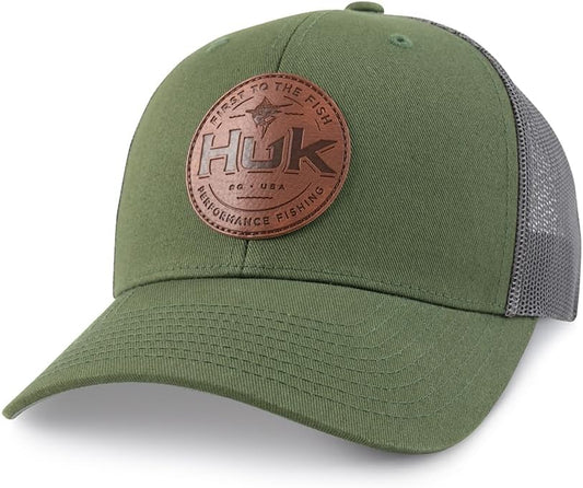 HUK Men's Mesh Trucker Snapback Hat | Anti-Glare Fishing Hat