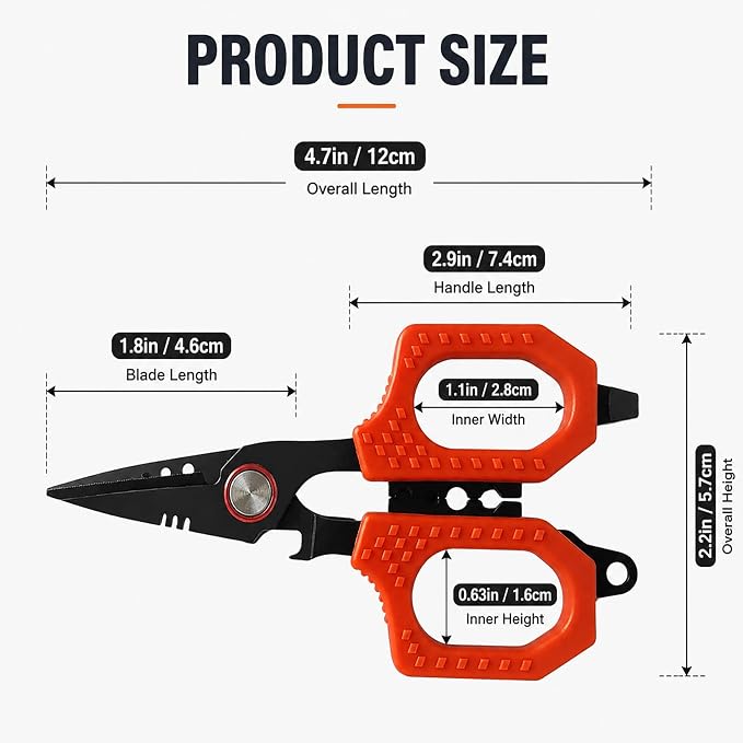 Eupheng Multi Function Fishing Pliers & Scissors Set 4.7" Titanium Coated,Saltwater Resistant Hook Remover with Safety Lock Split Ring Pliers & Fishing Shears for Braided Mono Fluorocarbon