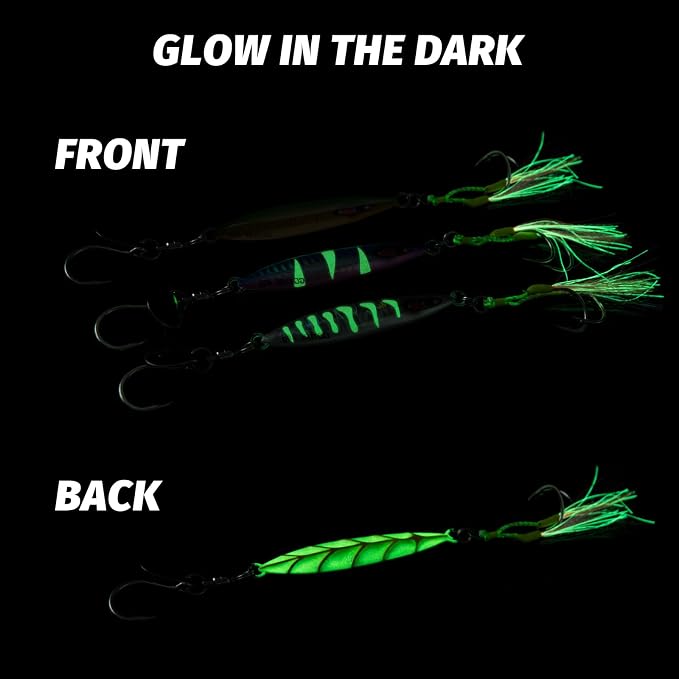 Goture Slow Pitch Jigs, Glow Flat Fall Jig Fishing Lure with Double Assist Hooks and Swivel, Fishing Jigs Saltwater 40g-250g Deep Sea Fishing Jigging Lures for Tuna,Dogtooth Tuna, Yellowtail,Kingfish