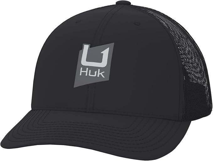 HUK Men's Mesh Trucker Snapback Hat | Anti-Glare Fishing Hat