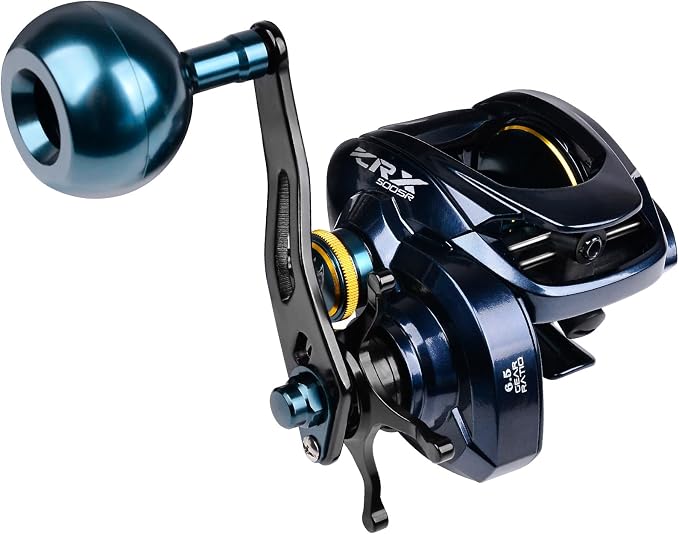 Baitcasting Fishing Reels - 500 Size Casting 6.5:1 Gear Ratio Speed Spool Baitcaster Reels - 6+1 BB Carbon Fiber Drag Magnetic Braking System Low Profile Saltwater Offshore Fishing Baitcasting Reel