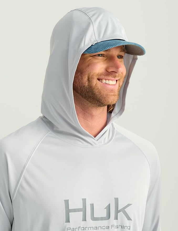 HUK Mens Pursuit Vented Long Sleeve Hoodie, Fishing Shirt with Hood