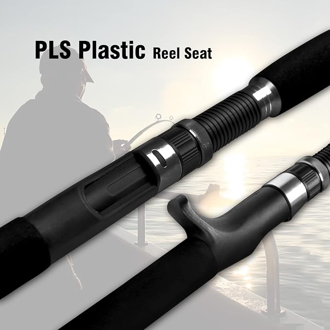 Portable Saltwater Offshore Heavy 3-Piece Travel Graphite Baitcasting Fishing Poles Casting Boat Jigging Trolling Conventional Rods with Rod Case Bag (6'/7'/8')