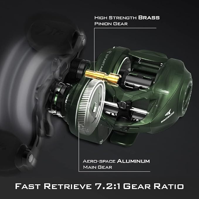 KastKing Spartacus II Baitcasting Fishing Reel, 6oz Ultralight Baitcaster Reel, Super Smooth with 17.6 LB Carbon Fiber Drag, 7.2:1 Gear Ratio, 39mm Palm Perfect Lower Profile Design