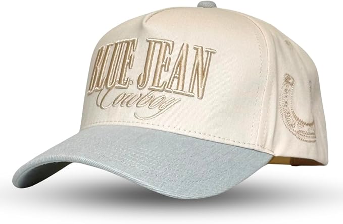 Vintage Western Trucker Hat | Men & Women | Country Cute Caps for Cowgirls Cowboys | Camo Denim Embroidered Cotton | Snapback