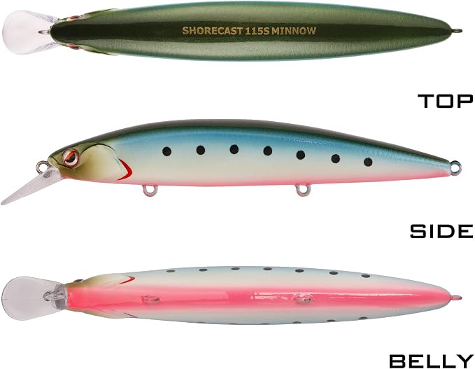 LITTMA ShoreCast 115 Minnow Sinking Saltwater Fishing Lure, Long Casting Surf Fishing Hard Bait for Striper Bass and Halibut