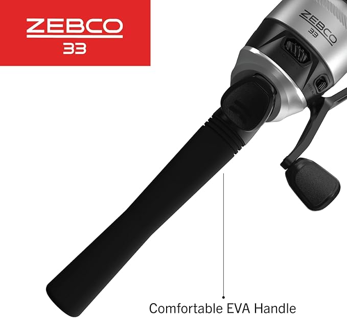 Zebco 33 Spincast Reel and Fishing Rod Combo, 6-Foot 2-Piece Fiberglass Rod with EVA Handle, Quickset Anti-Reverse Fishing Reel with Bite Alert