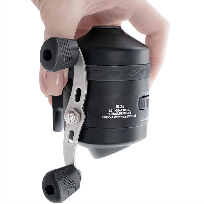 BALLISTA Spincast Bowfishing Reel Slingshot Bow Fishing, Stainless Steel, Left/Right Reversible Handle