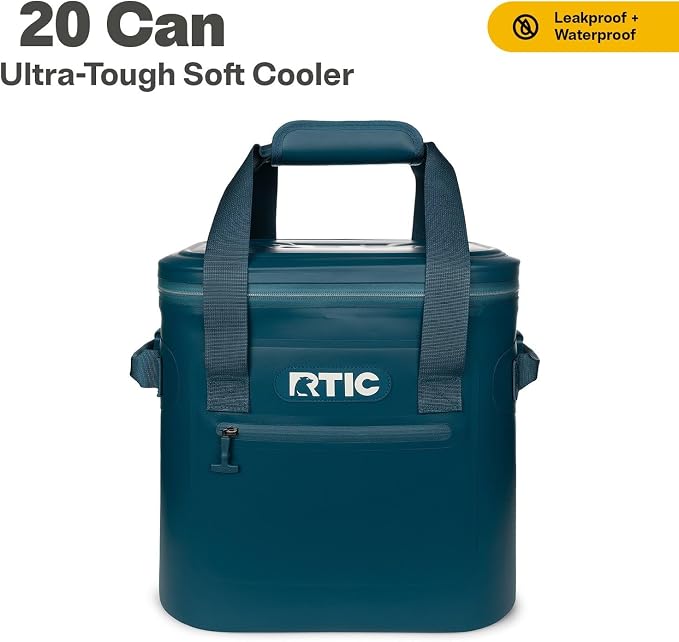RTIC Ultra-Tough Soft Cooler 20 Can, Insulated Bag Portable Ice Chest Box for Lunch, Beach, Drink, Beverage, Travel, Camping, Picnic, Car, Trips, Floating Cooler Leak-Proof with Zipper