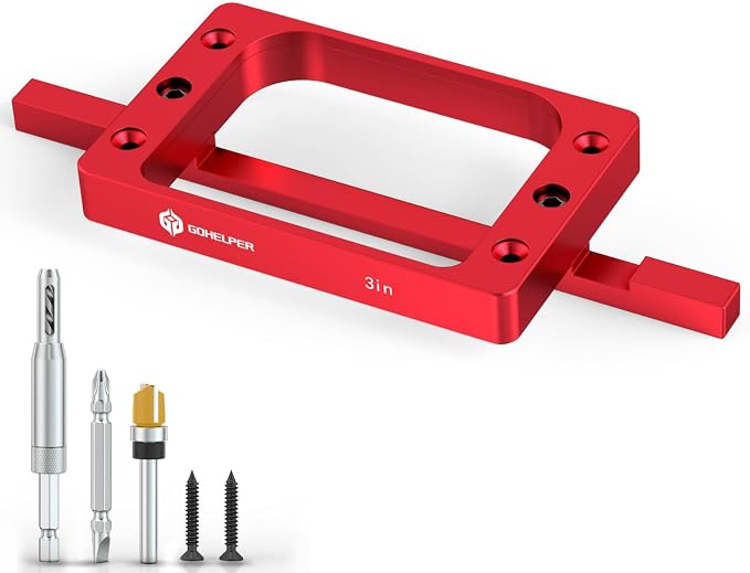 3" Fixed Size Door Hinge Jig for Door and Jamb, Aluminum Alloy Door Hinge Template Kit for Router, Mortise Jig Fits 3 inches Length 1/4" R, 5/8" R and Square Corner Hinges (3 in)