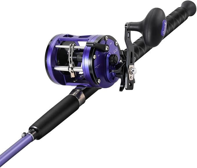 Sougayilang Trolling Fishing Rod Reel Combo - Heavy Duty Inshore/Catfish Rod with 4000 Size Reel, 2-Piece Saltwater Combo for Big Game Fish- 7'0"