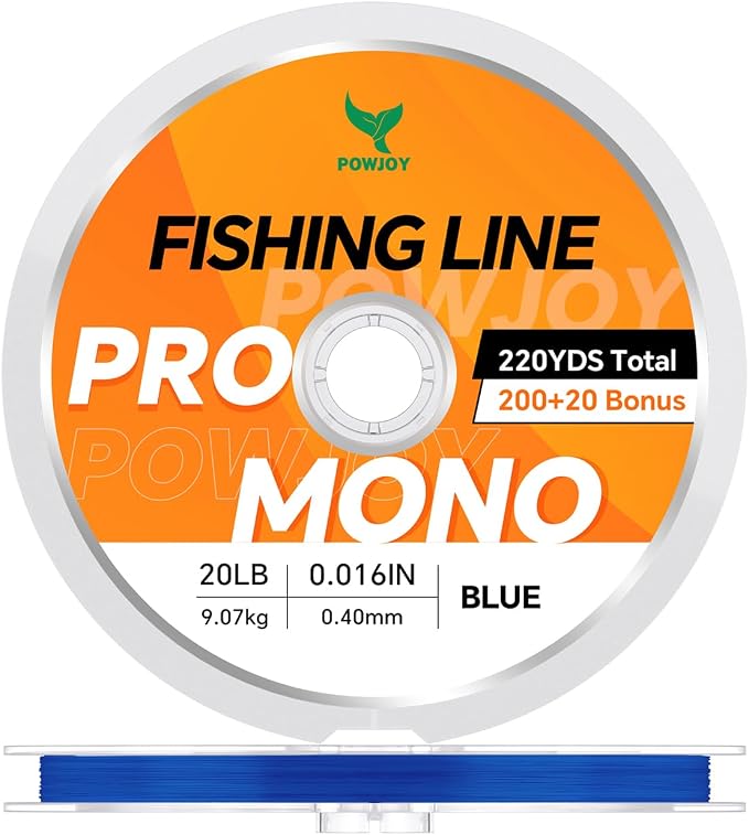 Pro Monofilament Fishing Line with Knot Instruction Cards for Multi Purpose Cost Effective, Strong Yet Thin Nylon String for Big Fishes, Tangle-Free & UV Resistant, 15/20/30/50/80LB