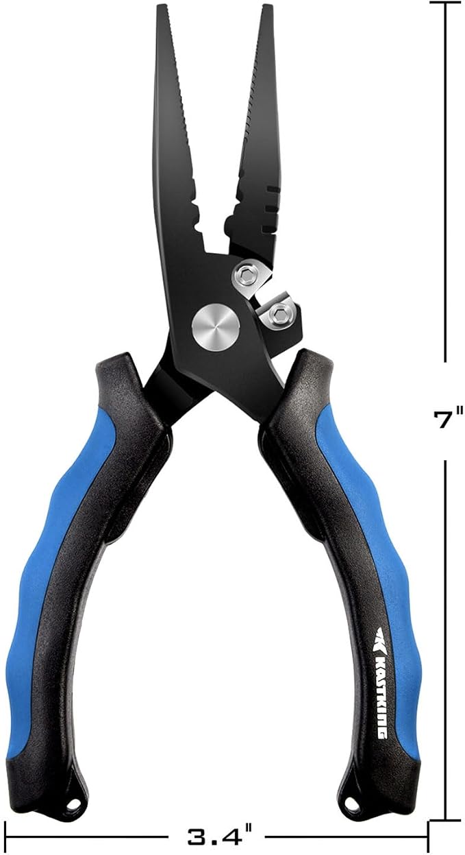 KastKing Intimidator Fishing Pliers, Corrosion Resistant Polymer Coated Fishing Tools, Tungsten Carbide Cutters, Saltwater Resistant Fishing Gear