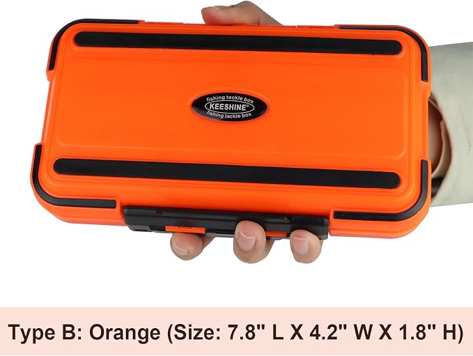 small tackle box, mini waterproof fishing tackle box organizer, double sided organizer travel box(L Orange)