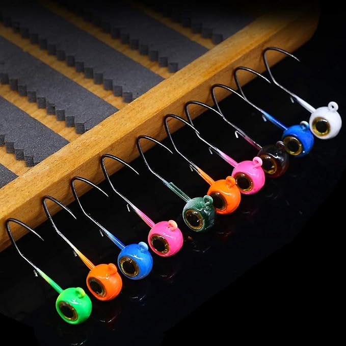 Crappie Jig Heads Kit With Underspin Spinner Blade, Lures and Jigs for Fishing - 30 & 50 Pack, 1/8, 1/16, 1/32 oz