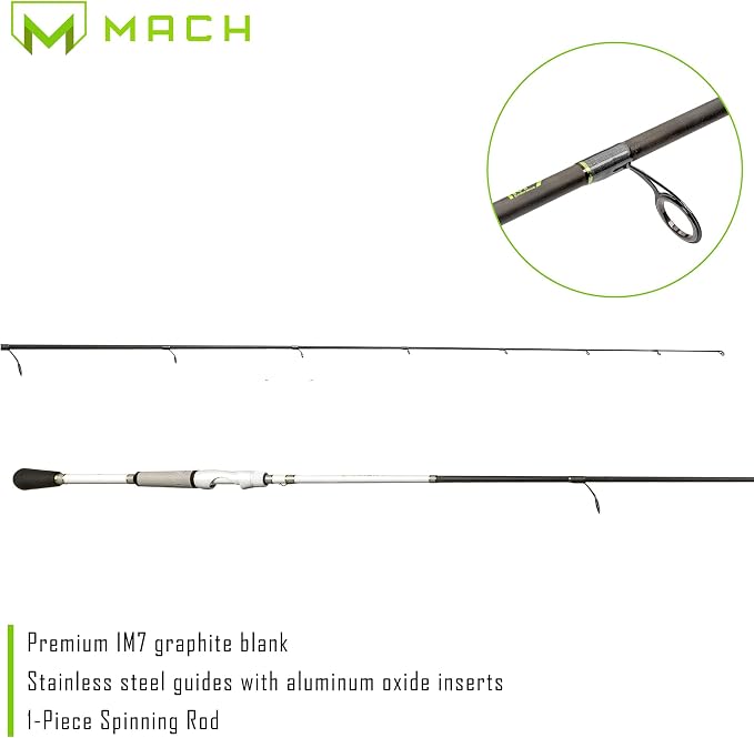 Lew's MACH 1 Spinning Fishing Rod, IM7 Graphite Rod, Winn Dri-Tac Split-Grip, Graphite Skeletal Reel Seat