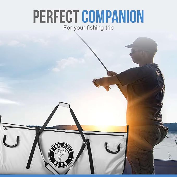 Flat PVC Tarpaulin Insulated Fish Cooler Kill Bag - Waterproof Fishing Cooler Bag with Easy Grip Carry Handles - Portable Soft Cooler - 3 Sizes