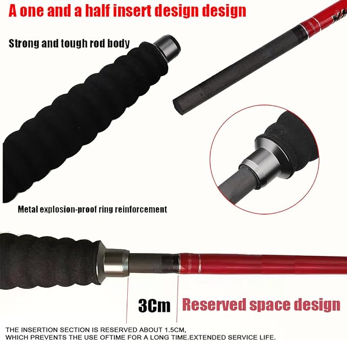 Saltwater Offshore Boat & Surf Casting Spinning Rod|2PCS|Heavy Power Fast-Medium|Action 3.5-10.6oz|Carbon Travel Surf Rod|Tuna, Grouper, Striper, Jigging|5.3'|EVA Handle