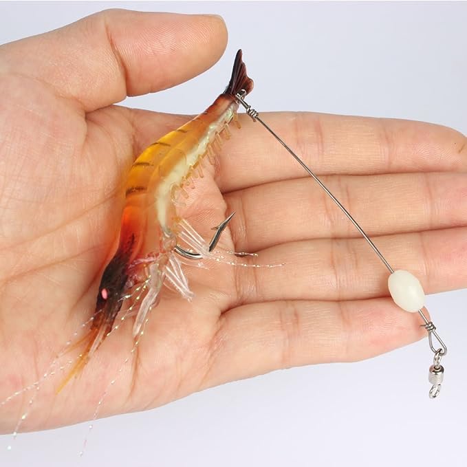 Goture Soft Shrimp Lures Fishing Saltwater Luminous Shrimp Bait Set Fishing Lures with Sharp Hooks for Freshwater Saltwater Trout Bass Salmon Crappie Walleye Pike Perch